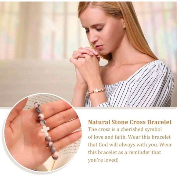 2/$21 Pink Faith Beaded Bracelet - Religious Bracelet - Picture 3 of 8